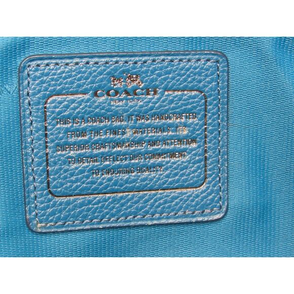 COACH NY Peacock Blue Pebbled Leather Tantum Tote ~RARE~ color Coach 34398 - Picture 9 of 10